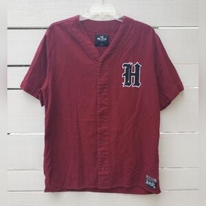 Hollister Sportswear Button Shirt Mens L Baseball Los Angeles California Jersey